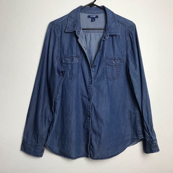 Old Navy Tops - Old Navy Dark Wash Chambray Button Up Shirt